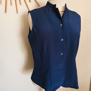 Elegant Navy Sleeveless Blouse